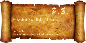 Pozderka Bálint névjegykártya